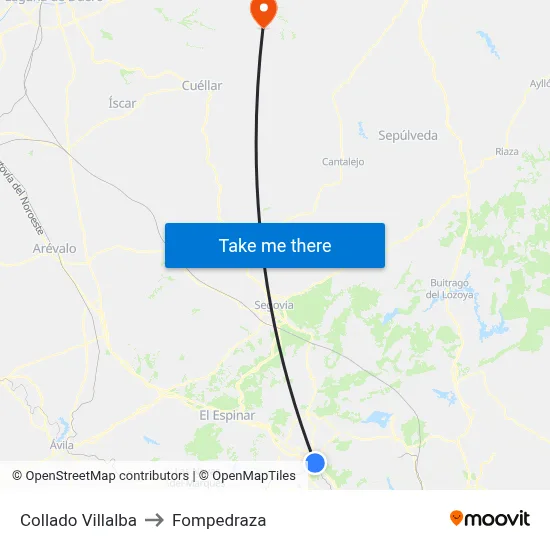 Collado Villalba to Fompedraza map