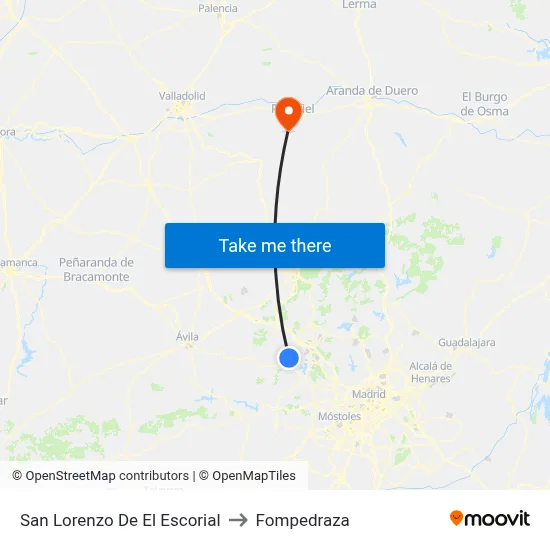 San Lorenzo De El Escorial to Fompedraza map