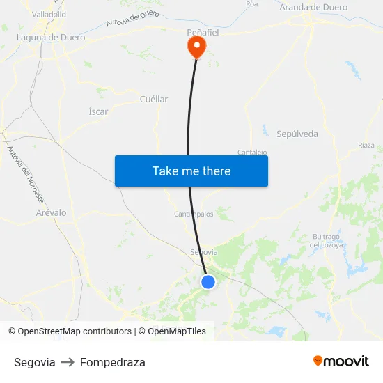 Segovia to Fompedraza map