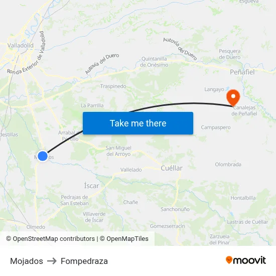 Mojados to Fompedraza map