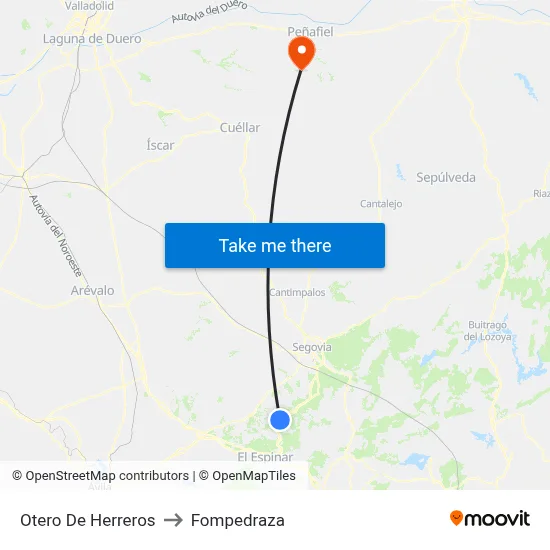 Otero De Herreros to Fompedraza map
