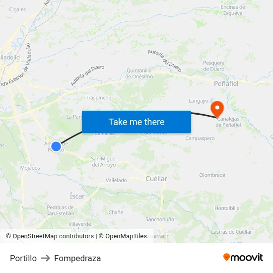 Portillo to Fompedraza map