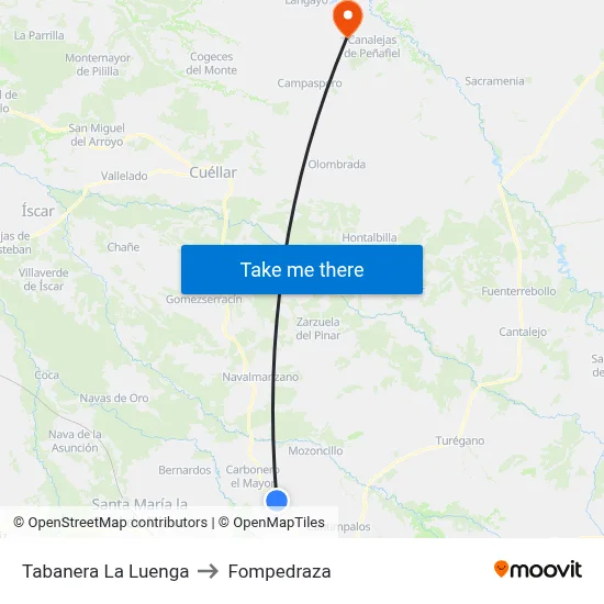 Tabanera La Luenga to Fompedraza map