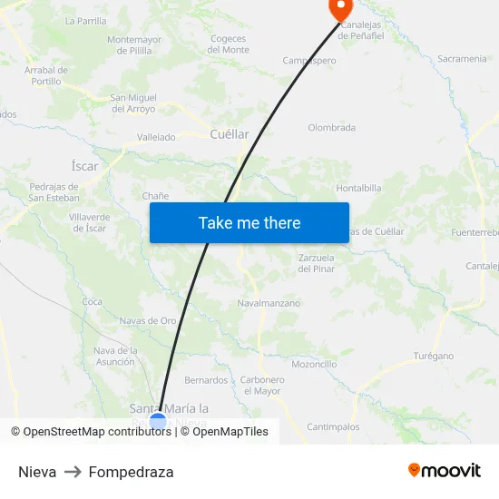 Nieva to Fompedraza map