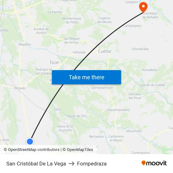 San Cristóbal De La Vega to Fompedraza map