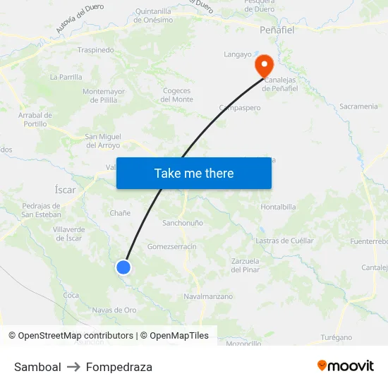 Samboal to Fompedraza map