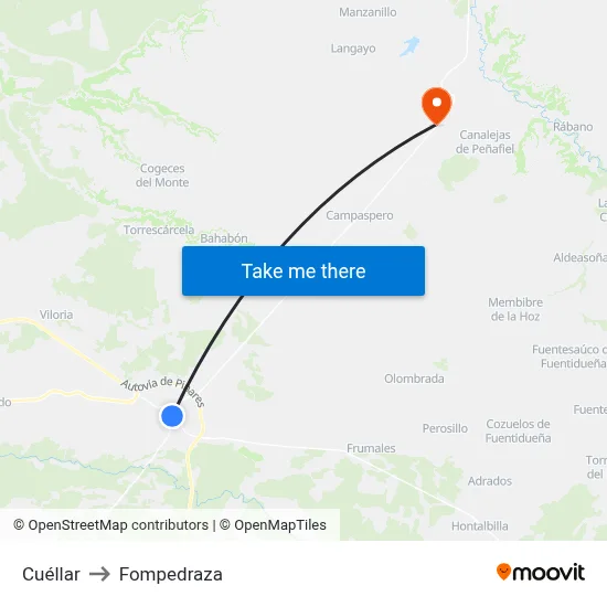 Cuéllar to Fompedraza map