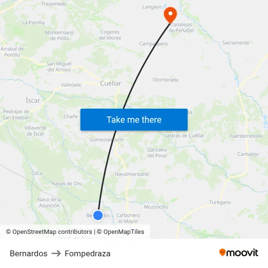 Bernardos to Fompedraza map