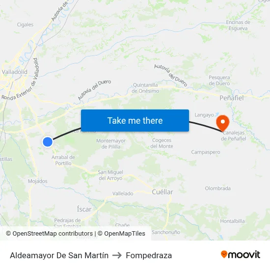 Aldeamayor De San Martín to Fompedraza map