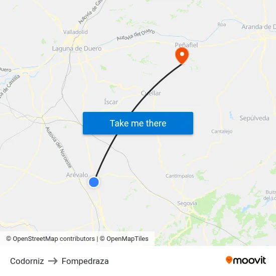 Codorniz to Fompedraza map