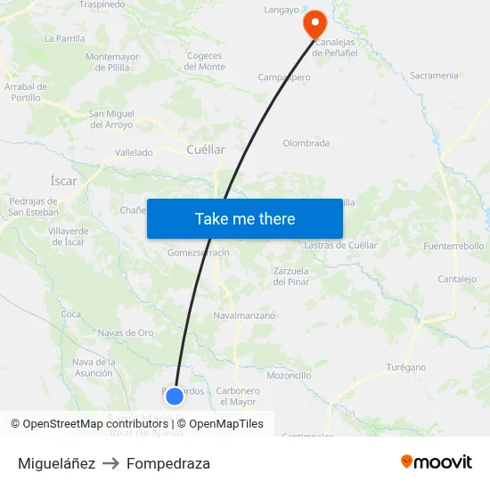 Migueláñez to Fompedraza map