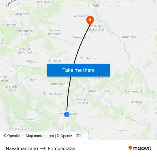 Navalmanzano to Fompedraza map