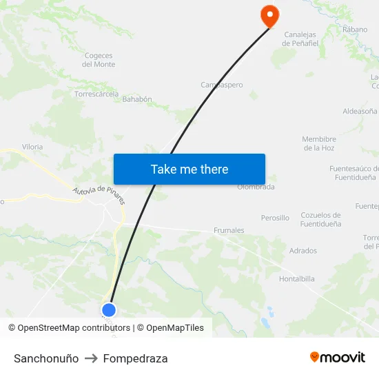 Sanchonuño to Fompedraza map