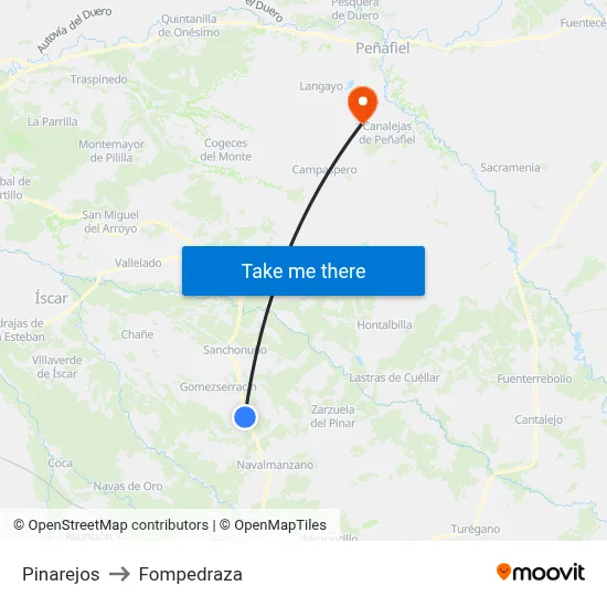 Pinarejos to Fompedraza map