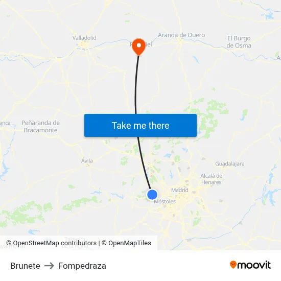 Brunete to Fompedraza map