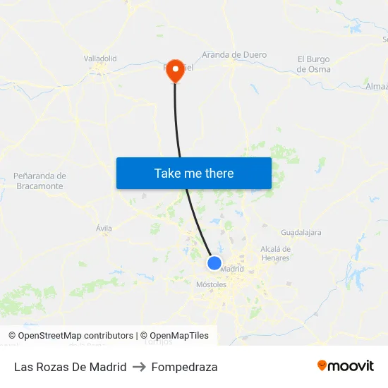 Las Rozas De Madrid to Fompedraza map