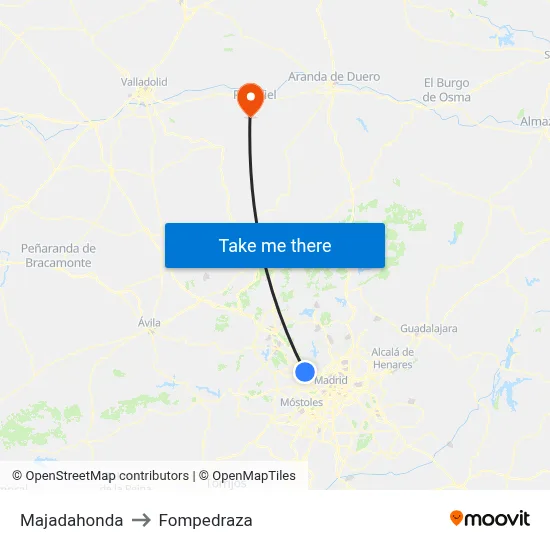 Majadahonda to Fompedraza map