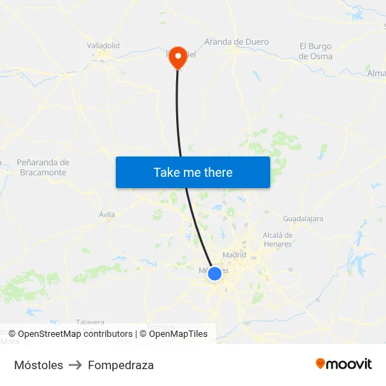 Móstoles to Fompedraza map