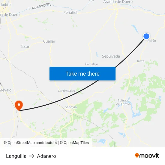 Languilla to Adanero map