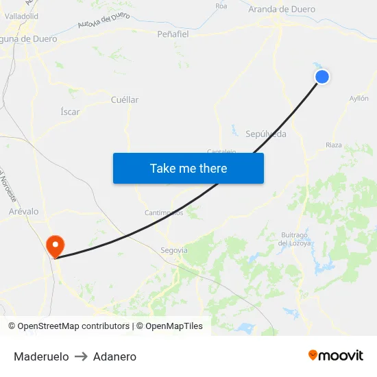 Maderuelo to Adanero map