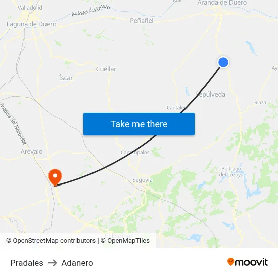 Pradales to Adanero map