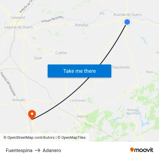 Fuentespina to Adanero map
