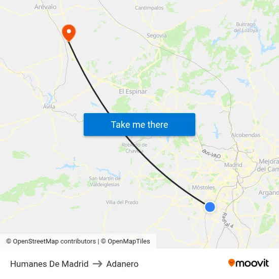 Humanes De Madrid to Adanero map