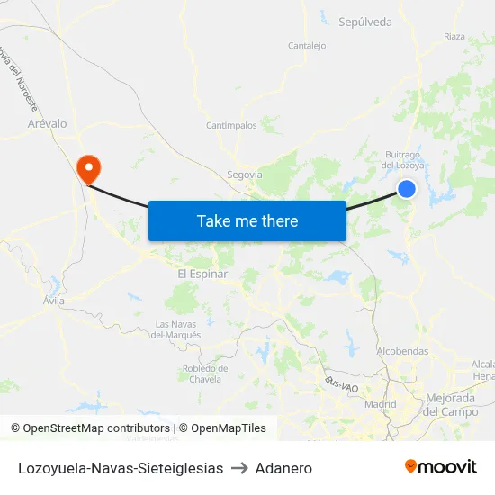 Lozoyuela-Navas-Sieteiglesias to Adanero map