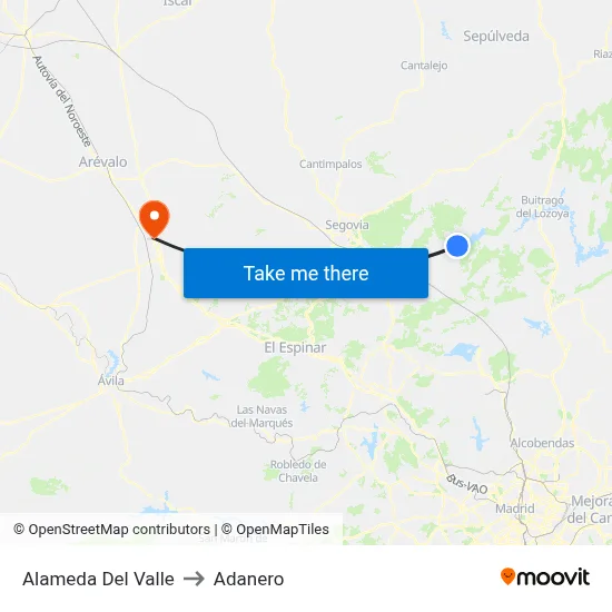 Alameda Del Valle to Adanero map