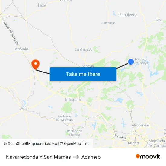Navarredonda Y San Mamés to Adanero map
