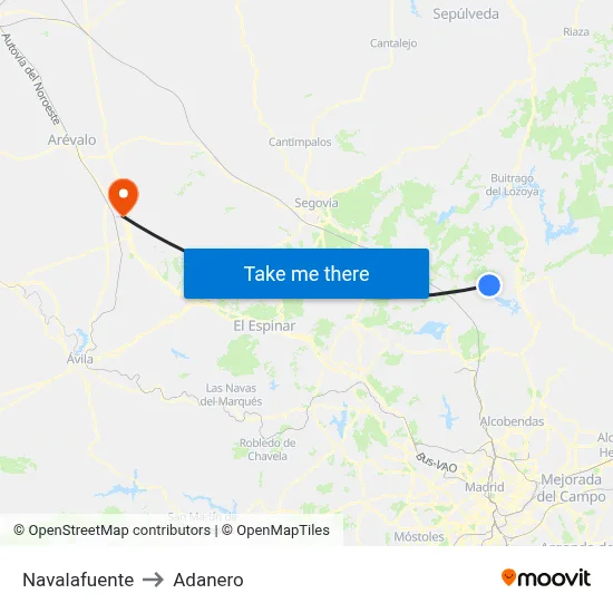 Navalafuente to Adanero map