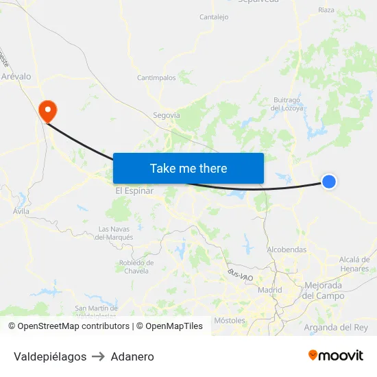 Valdepiélagos to Adanero map