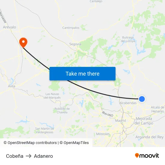 Cobeña to Adanero map