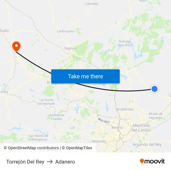 Torrejón Del Rey to Adanero map
