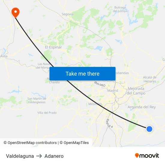 Valdelaguna to Adanero map