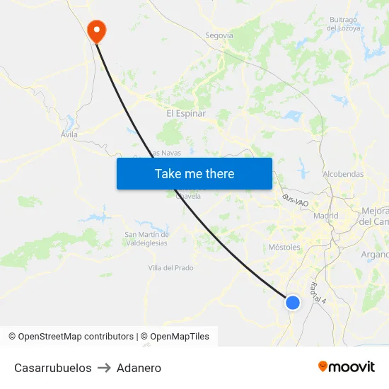 Casarrubuelos to Adanero map