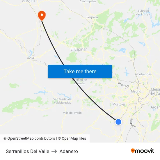 Serranillos Del Valle to Adanero map