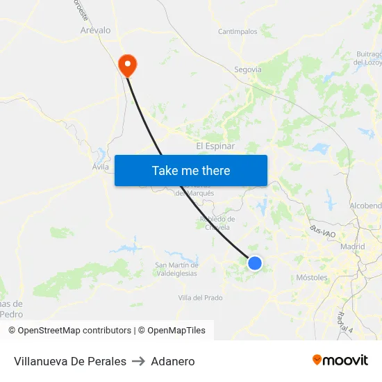 Villanueva De Perales to Adanero map