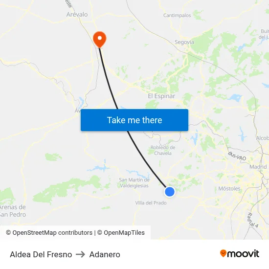 Aldea Del Fresno to Adanero map