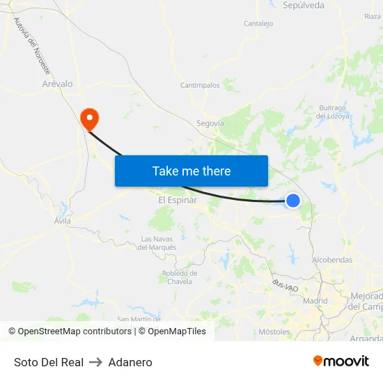 Soto Del Real to Adanero map