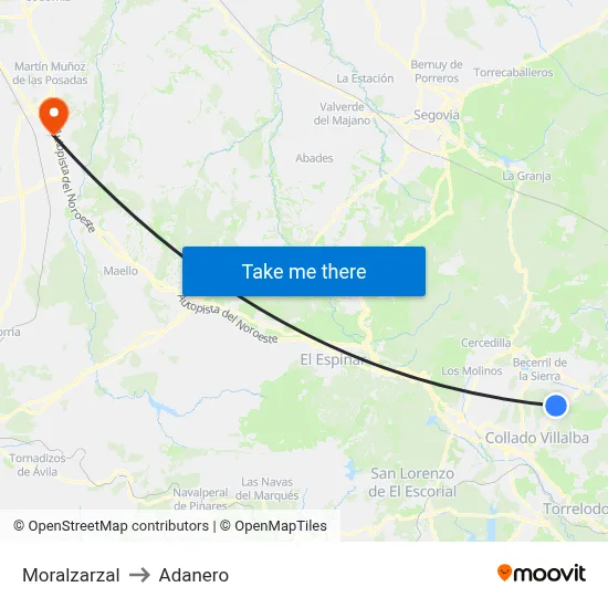 Moralzarzal to Adanero map