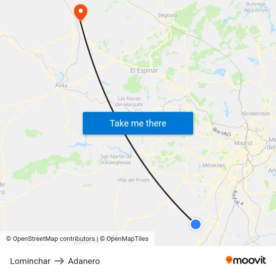 Lominchar to Adanero map