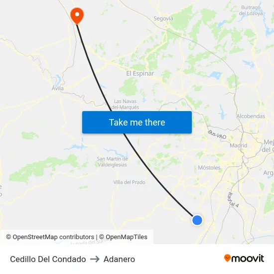Cedillo Del Condado to Adanero map