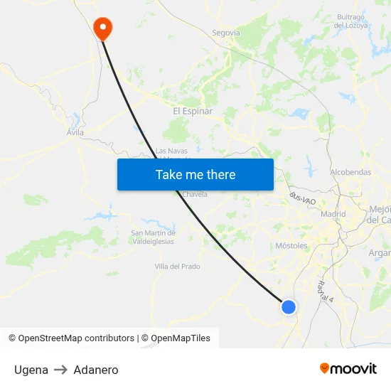 Ugena to Adanero map