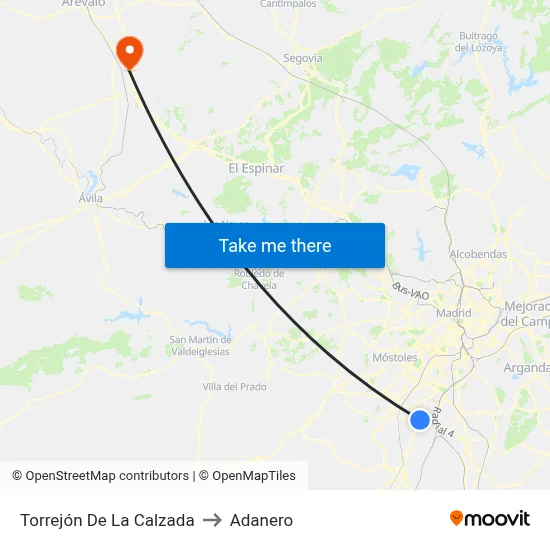 Torrejón De La Calzada to Adanero map