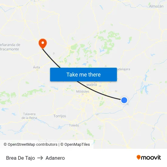 Brea De Tajo to Adanero map