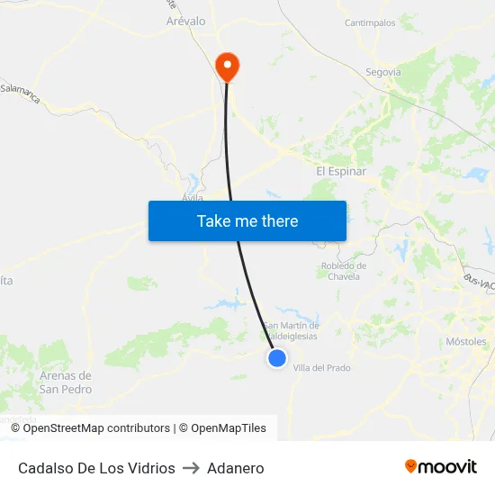 Cadalso De Los Vidrios to Adanero map