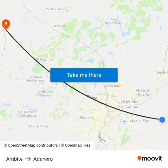 Ambite to Adanero map