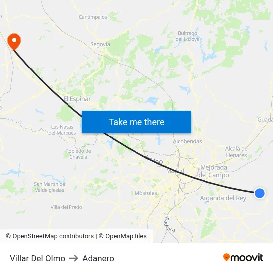 Villar Del Olmo to Adanero map