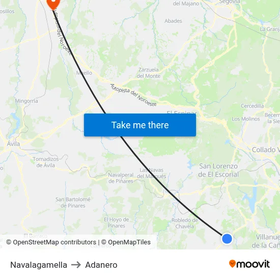 Navalagamella to Adanero map